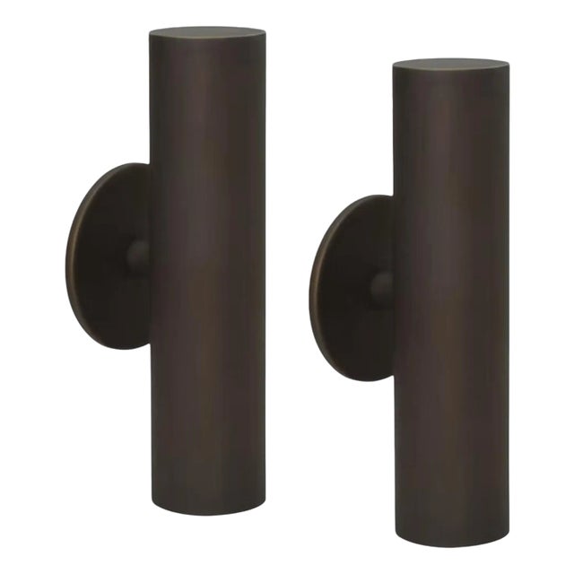 Pair of Crescent Led Wall Sconces in Matte Bronze For Sale