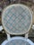 Louis XVI Style Caned Medallion Armchair in White and Blue, 1950s For Sale - Image 9 of 12