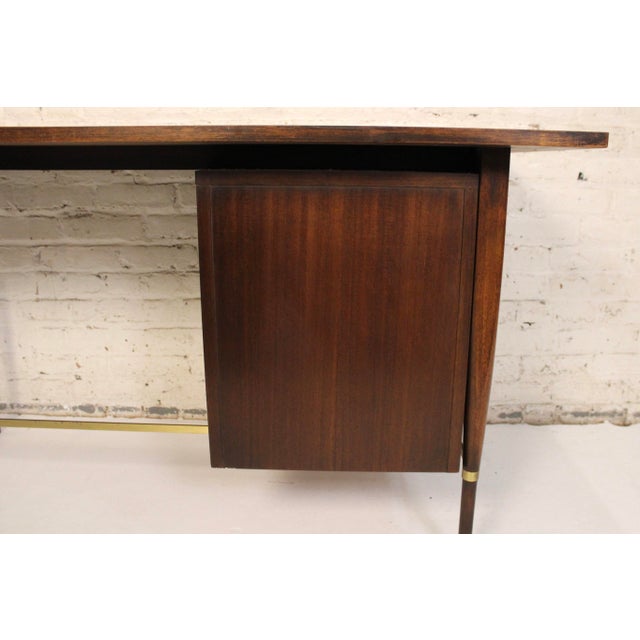 Mid 20th Century Mahogany and Brass Desk Designed by Paul McCobb for Calvin Furniture For Sale - Image 11 of 14