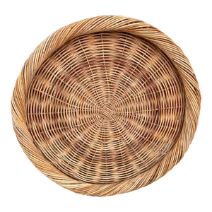 Large Rustic Thick Woven Wicker Tray