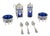 Antique Silver-Mounted Cobalt Blue Glass Condiment Set, 1900, Set of 7 For Sale