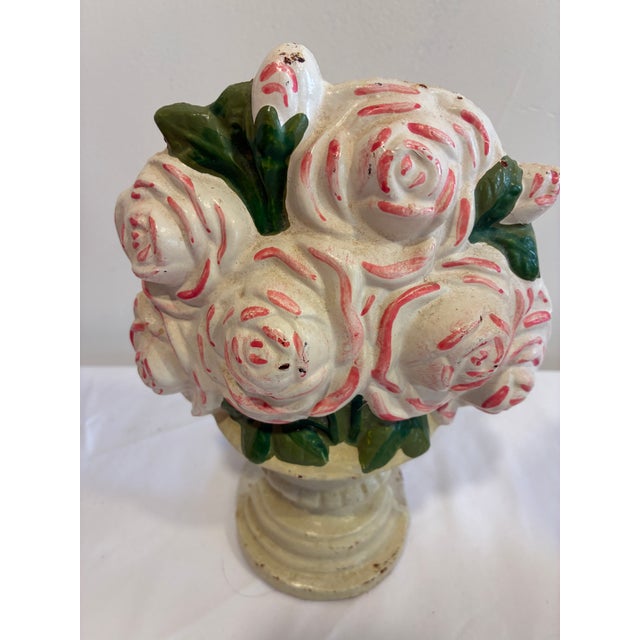 Antique Rose Bouquet Cast Iron Doorstop For Sale - Image 4 of 7