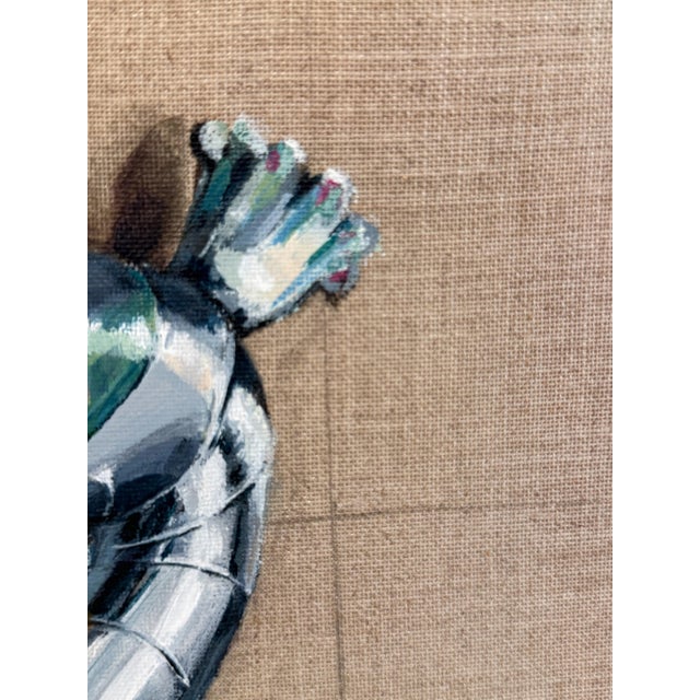 Sofía Cristina Jiménez, Silver and Green Inflatable Peacock Figure: Lady Phasi 2, 2024, Acrylic on Canvas For Sale - Image 6 of 12