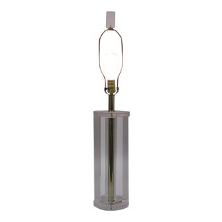 Vintage Clear Lucite & Brass Table Lamp For Sale