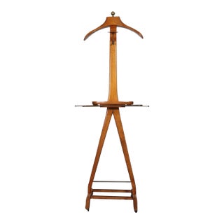 Sculptural Italian Modernist Beech and Brass Valet by Fratelli Reguitti For Sale