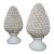 Pair of Tall Italian Pyramidal Creamware Topiaries, H-28 Inches For Sale