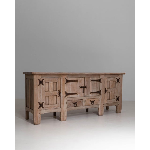 1970s French Brutalist Oak Buffet With Iron Hardware For Sale - Image 9 of 18
