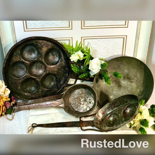 Late 19th Century Copper Wall Hanging Antique Hand Crafted Cooking Utensils, Signed - Set of 4 For Sale - Image 5 of 13