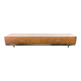 Mid-Century Burlwood Floating Console Table, Desk For Sale