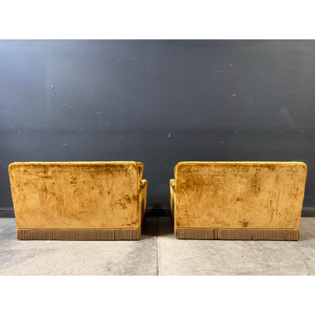 Pair of Italian Velvet Loveseats Fringe Sofa For Sale - Image 11 of 12