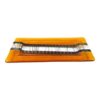 Artisan Fused Glass Rectangular Tray 12" X 6" For Sale