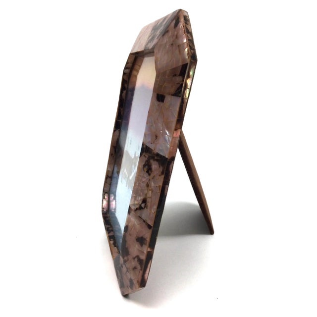 Art Nouveau 1980s Custom Mother of Pearl Hand Crafted Photo Frame For Sale - Image 3 of 12