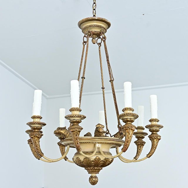 19th Century French Carved and Painted Chandelier For Sale - Image 13 of 16