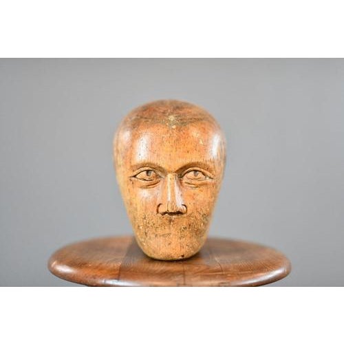 German Carved Wooden Milliners Head, 1890s For Sale - Image 11 of 11
