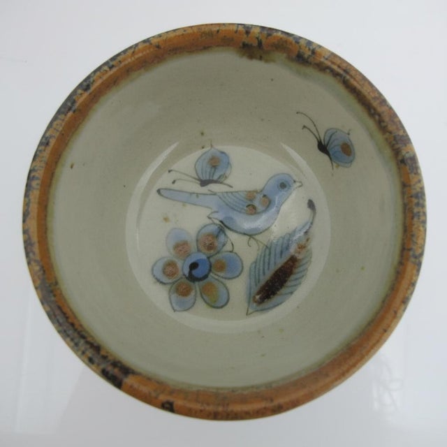 1960s El Palomar Blue Bird Tonala Mexico Ken Edwards Stoneware Pottery Small Bowl Set For Sale - Image 5 of 13