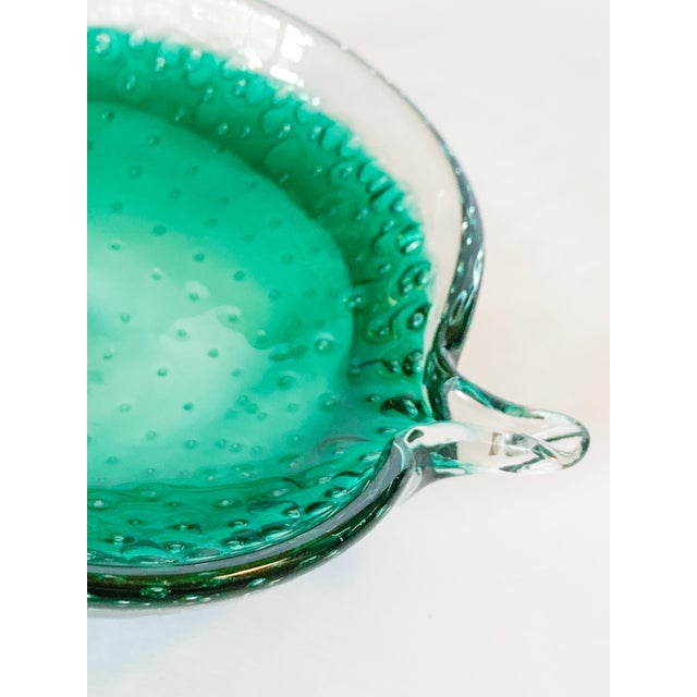 Teal Vintage Murano Hand Blown Glass Leaf Catchall Dish For Sale - Image 8 of 11