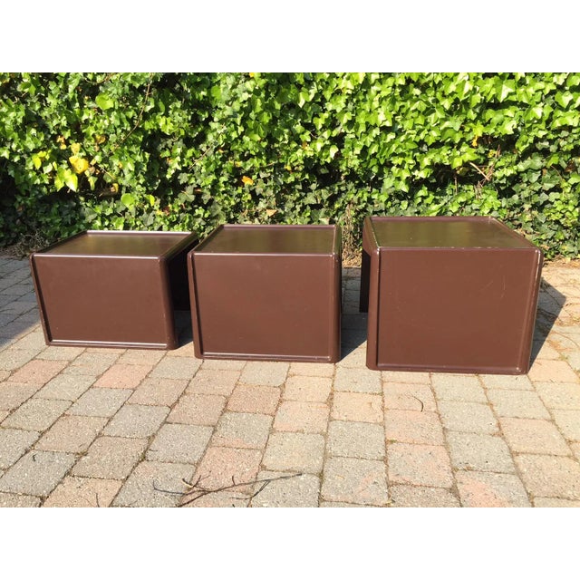 This set features three polyurethane nesting tables and was designed by Peter Ghyczy for Horn Collection, circa 1970....