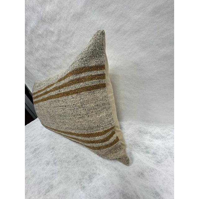 Contemporary Turkish Hemp Pillow Cushion Natural Beige Brown Pillow Cushion Cover 16" x 24" For Sale - Image 3 of 4