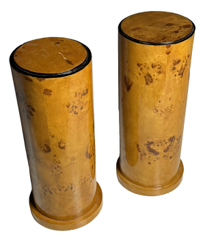 20th Century Burr Wood Veneered Columns, Set of 2