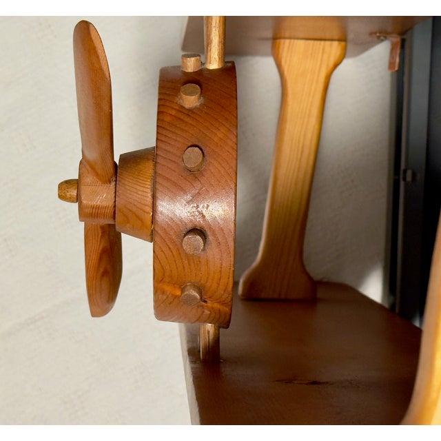 1990s Hand Crafted Wooden 2 Tier BiPlane Wall Shelf With Brackets For Sale - Image 9 of 17