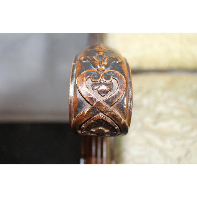 Antique French Louis XIV Style Nail Head Upholstered Arm Chairs - Set of 2 For Sale - Image 4 of 14