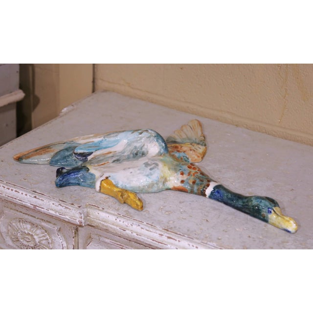 Ceramic Early 20th C. French Barbotine Faience Duck Wall Sculpture by Edmond Lachenal For Sale - Image 7 of 12