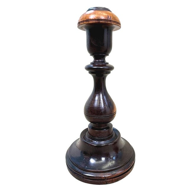 Brown Lignum Vitae Treen Candlesticks, 1830s, Set of 2 For Sale - Image 8 of 10