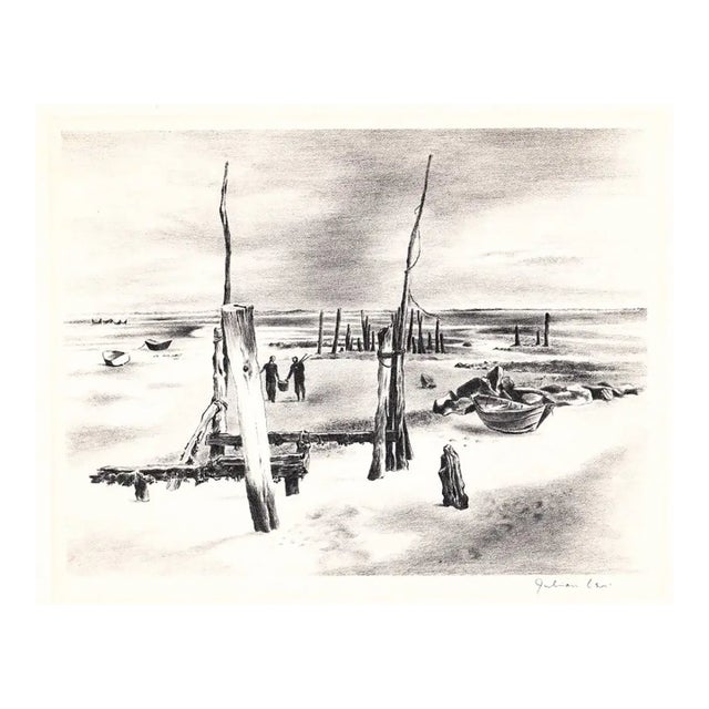 1944 Julian Levi Low Tide Lithograph For Sale