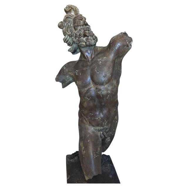 Bronze Sculpture "Dancing Faun of Pompeii" 20th Century The original piece is a famous Roman archaeological find...