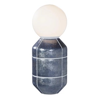 Ceramic Base Spot Table Lamp, Large Modern Handcrafted Silver For Sale