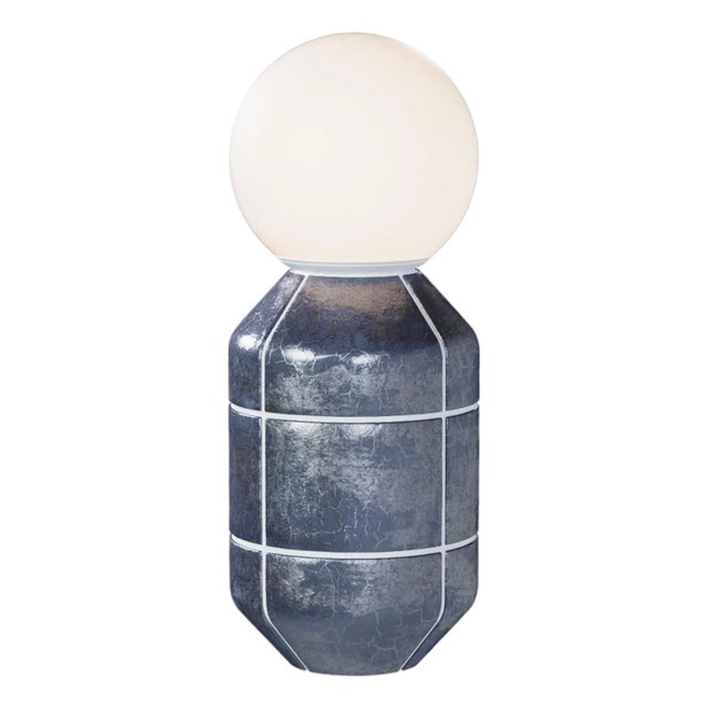 Ceramic Base Spot Table Lamp, Large Modern Handcrafted Silver For Sale