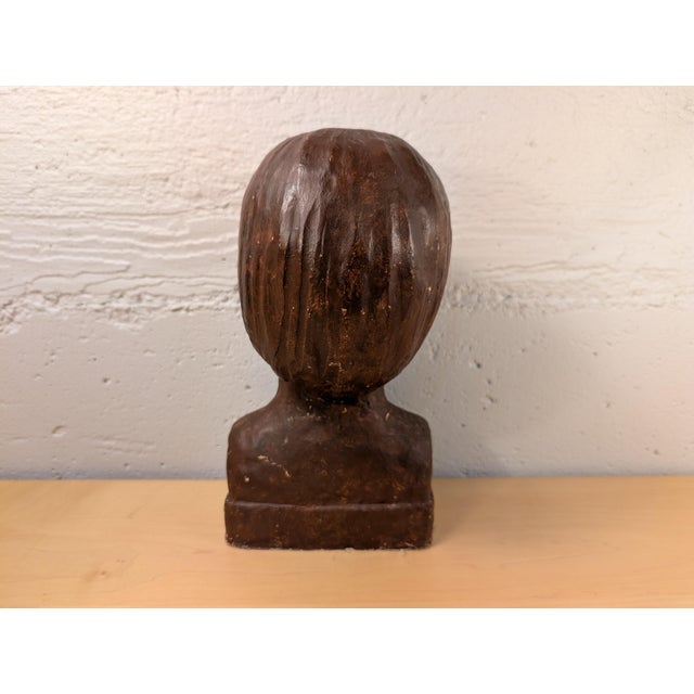 Mid-Century Modern Vintage Mid-Century Modern Plaster Portrait Bust - Signed J. Stoican For Sale - Image 3 of 8