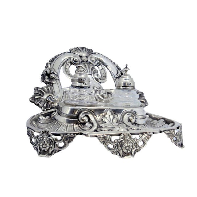 Silver Inkwell in Cut Silver with Shell For Sale - Image 8 of 8