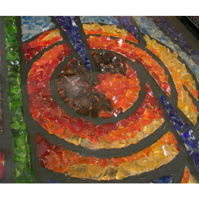 Mid-Century Wrought Iron and Glass Mosaic Side Coffee Table, France 1960s For Sale - Image 10 of 18