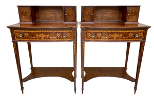 Nightstands with French Marquetry Inlaid, 1920s, Set of 2