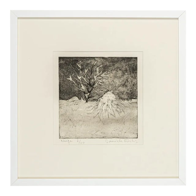 Danièle Fuchs, Neige, Black and White Etching on Paper, Framed For Sale