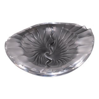 Vintage Molded-Pressed Crystal Trinket Tray by René Lalique, 1980s For Sale