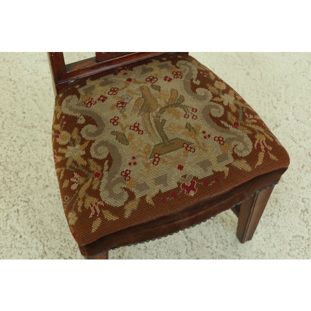 Traditional Antique Vintage High Needlepoint Seat Childs Chair For Sale - Image 3 of 12