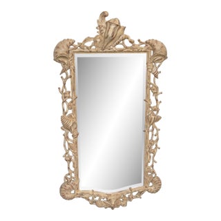Italian Hand-Carved Grotto Shell & Coral Reef Mirror with Beveled Glass For Sale