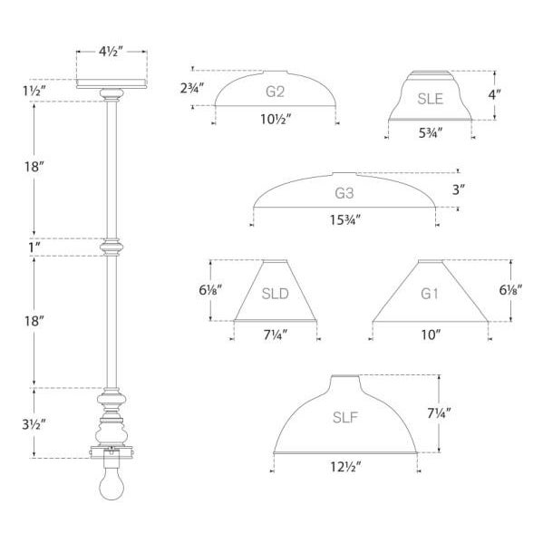 Transitional Chapman & Myers for Visual Comfort Signature Boston Pendant in Antique Nickel with Mini Slant Shade For Sale - Image 3 of 3