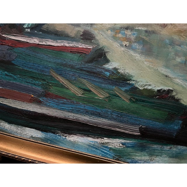 Mid Century Abstract Seascape Painting Vintage Mod For Sale In New York - Image 6 of 8