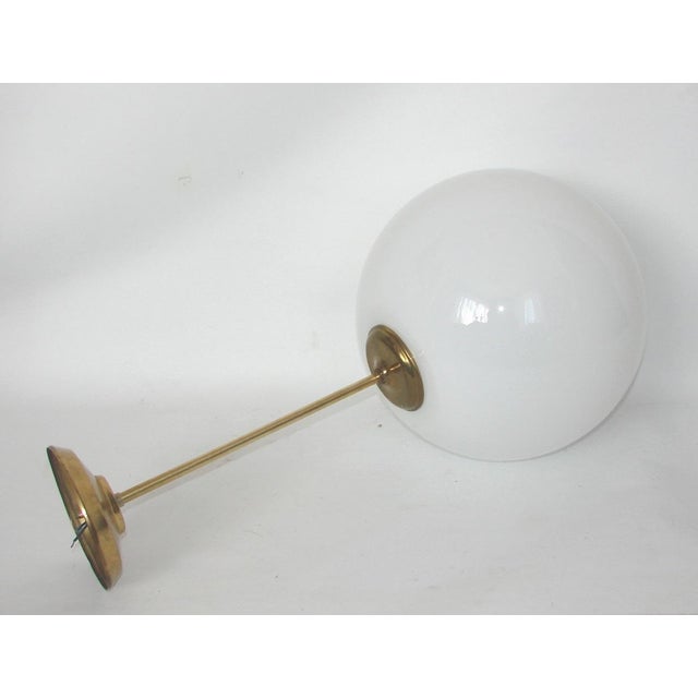 Mid-Century Modern Pendant Light in Brass and Glass, 1950s For Sale - Image 4 of 5