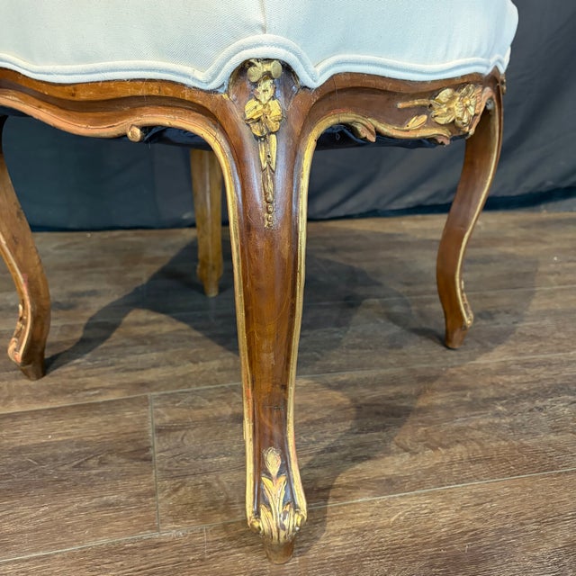 French Louis XV Walnut Dining Chairs With Gilt & New Upholstery- Set of 6 For Sale - Image 11 of 11
