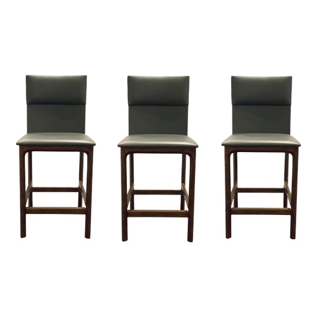 Interlude Home Modern Gray Faux Leather Counter Stools Set of Three