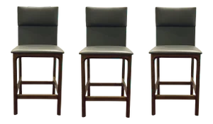 Interlude Home Modern Gray Faux Leather Counter Stools Set of Three