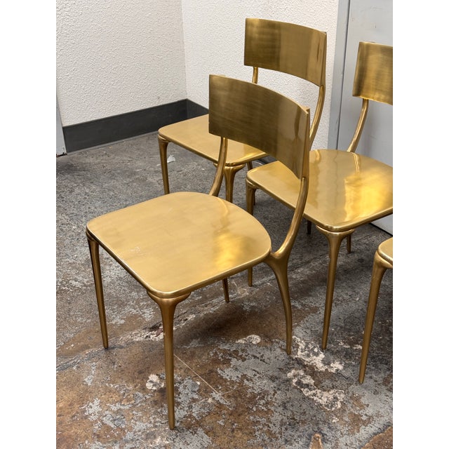 Gold Cb2 Oro Gold Dining Chairs, Set of Four For Sale - Image 8 of 12