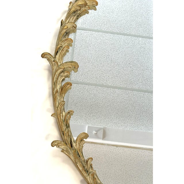 Early 20th Century 1900's Hollywood Regency Style Wood With Plaster Wall Mirror With Curved Foliate Design For Sale - Image 5 of 18