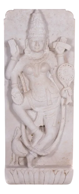 Hindu Sculpture of the Goddess Lakshmi in Marble