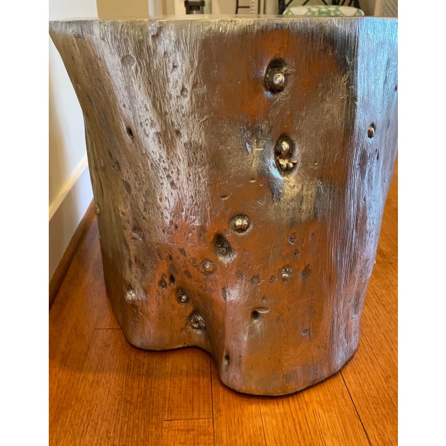 Silver Resin Tree Stump Accent Table For Sale In Raleigh - Image 6 of 8