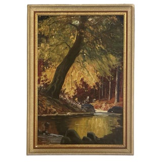 Scandinavian School Artist, Autumn Landscape, Mid-20th Century, Oil on Canvas For Sale